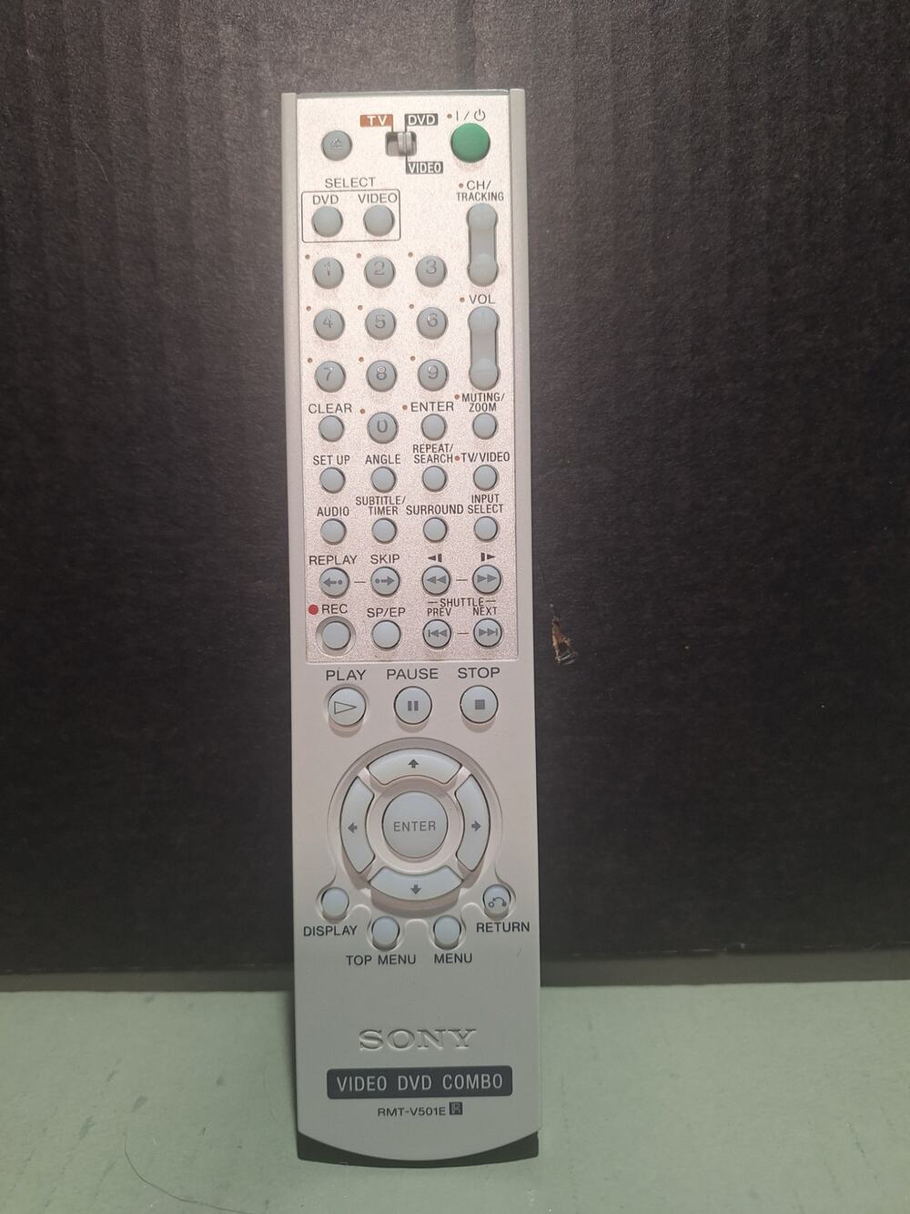 Sony RMT-V501E Video DVD Combo Remote Control Silver OEM Clean Tested- MINT